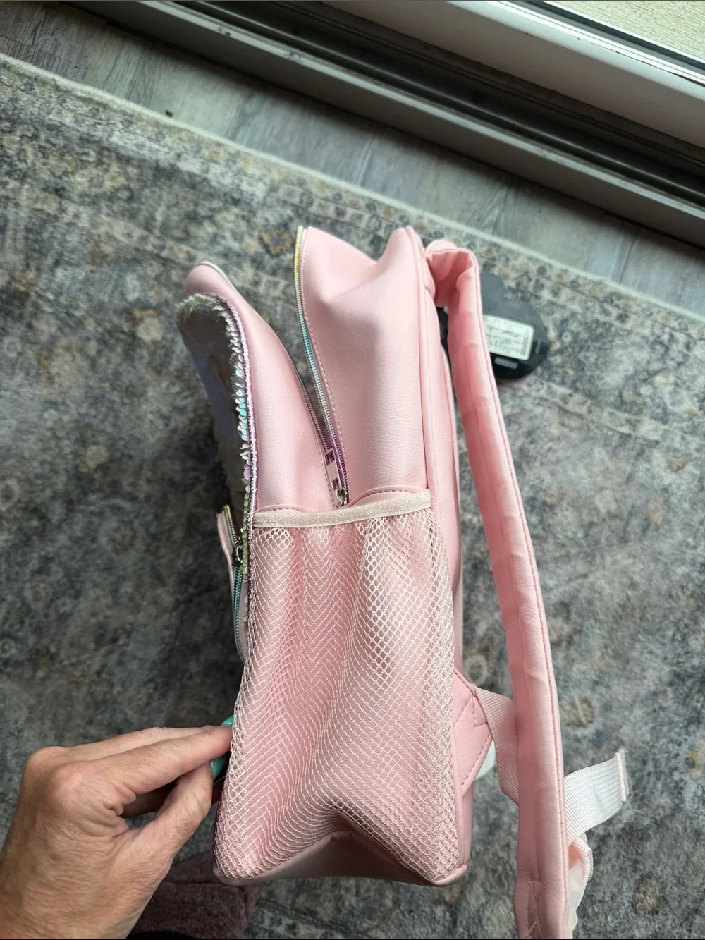Girls Pink Unicorn Sequin Kids Backpack with Shimmer Front